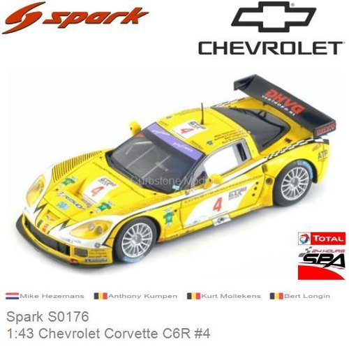 Modelauto 1:43 Chevrolet Corvette C6R #4 | Mike Hezemans (Spark S0176)