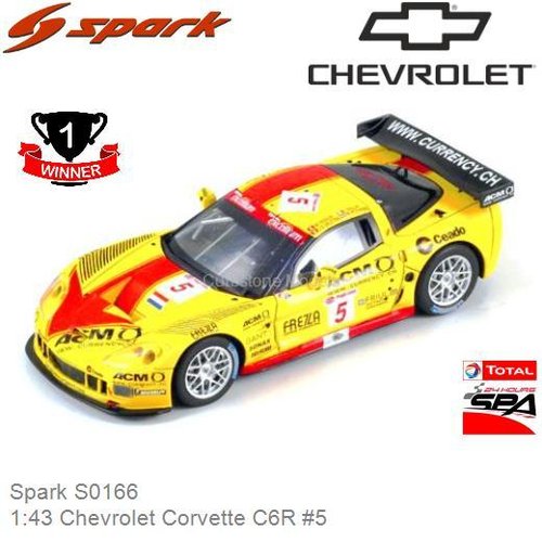 Modelauto 1:43 Chevrolet Corvette C6R #5 (Spark S0166)