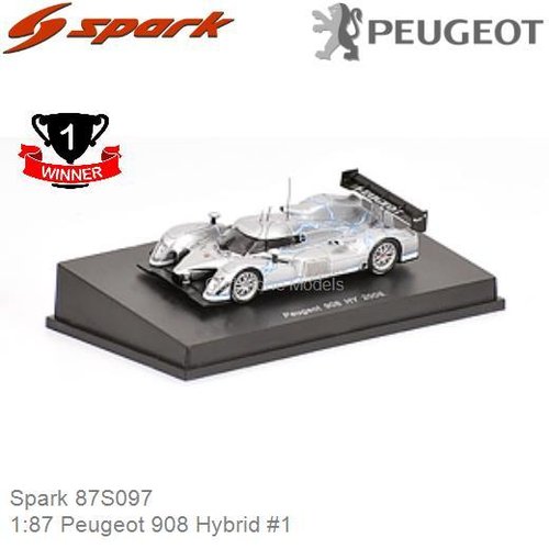 Modelauto 1:87 Peugeot 908 Hybrid #1 (Spark 87S097)