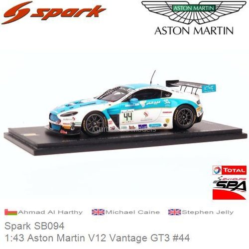 Modelauto 1:43 Aston Martin V12 Vantage GT3 #44 | Ahmad Al Harthy (Spark SB094)