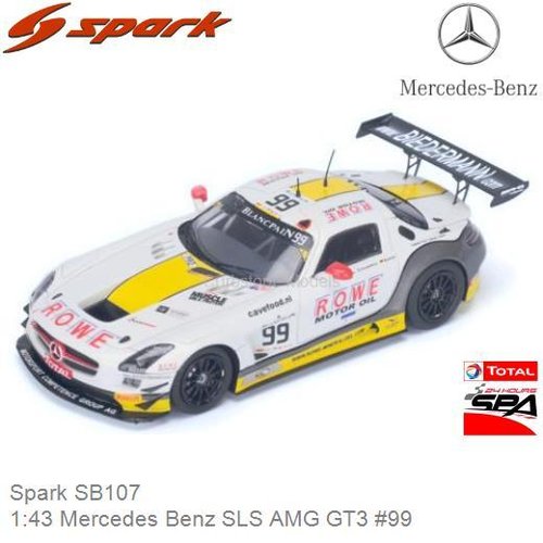 Modelauto 1:43 Mercedes Benz SLS AMG GT3 #99 (Spark SB107)