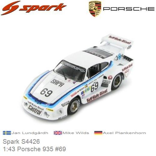 Modelauto 1:43 Porsche 935 #69 | Jan Lundgårdh (Spark S4426)