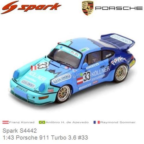 Modelauto 1:43 Porsche 911 Turbo 3.6 #33 | Franz Konrad (Spark S4442)