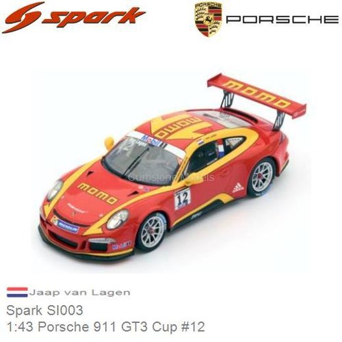 Modelauto 1:43 Porsche 911 GT3 Cup #12 | Jaap van Lagen (Spark SI003)