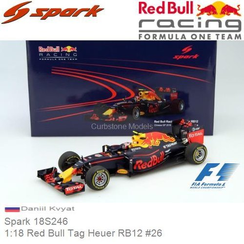 Modelauto 1:18 Red Bull Tag Heuer RB12 #26 | Daniil Kvyat (Spark 18S246)