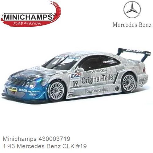 Modelauto 1:43 Mercedes Benz CLK #19 | Peter Dumbeck (Minichamps 430003719)