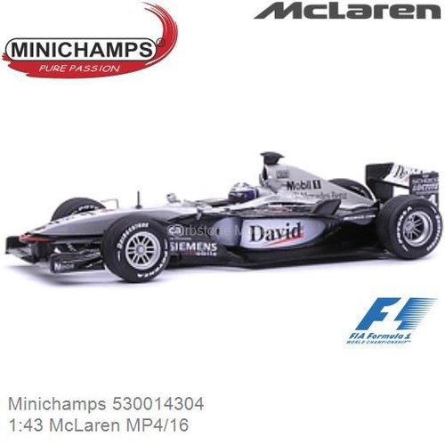Modelauto 1:43 McLaren MP4/16 | David Coulthard (Minichamps 530014304)