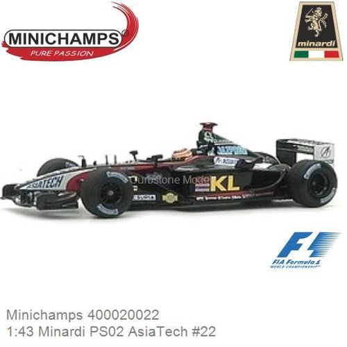 Modelauto 1:43 Minardi PS02 AsiaTech #22 | Alex Yoong Loong (Minichamps 400020022)