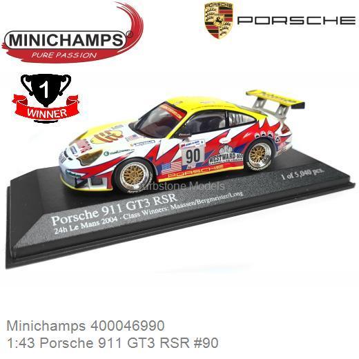 Modelauto 1:43 Porsche 911 GT3 RSR #90 | Sasha Maassen (Minichamps 400046990)