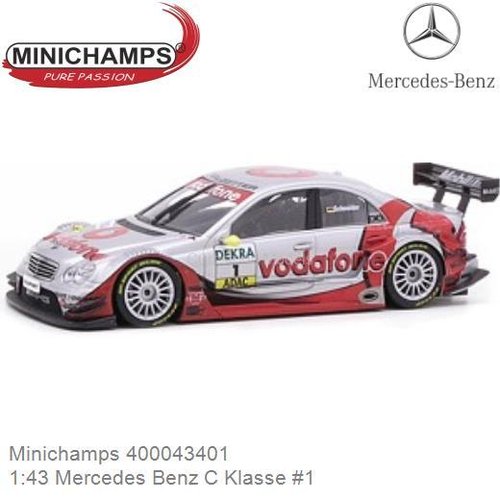 Modelauto 1:43 Mercedes Benz C Klasse #1 | Bernd Schneider (Minichamps 400043401)