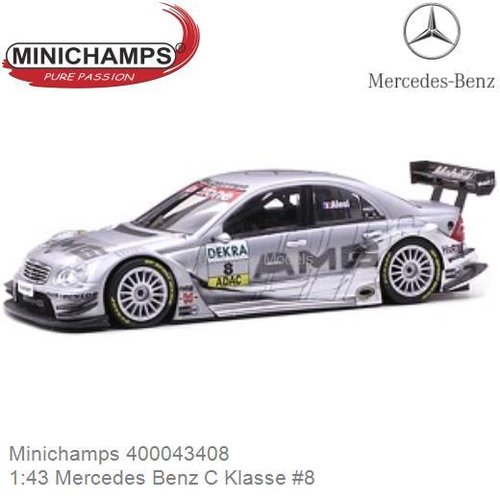 Modelauto 1:43 Mercedes Benz C Klasse #8 | Jean Alesi (Minichamps 400043408)