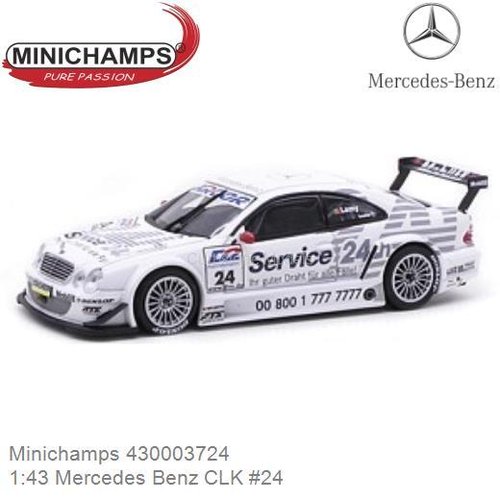 Modelauto 1:43 Mercedes Benz CLK #24 | Pedro Lamy (Minichamps 430003724)