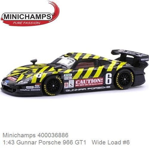 Modelauto 1:43 Gunnar Porsche 966 GT1   Wide Load #6 | Kyle Petty (Minichamps 400036886)