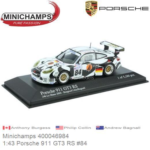 Modelauto 1:43 Porsche 911 GT3 RS #84 | Anthony Burgess (Minichamps 400046984)