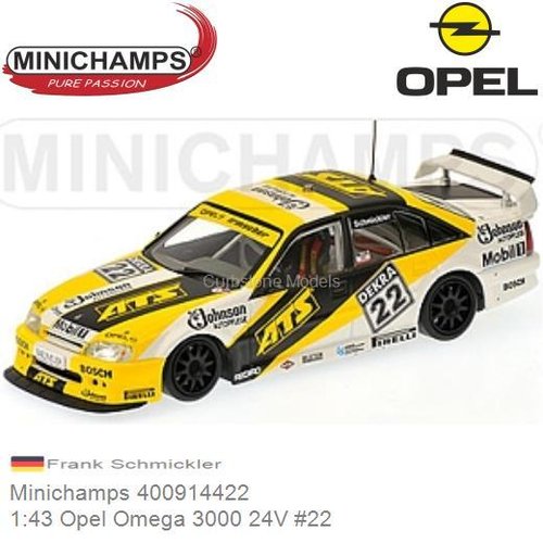 Modelauto 1:43 Opel Omega 3000 24V #22 | Frank Schmickler (Minichamps 400914422)