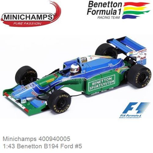 Modelauto 1:43 Benetton B194 Ford #5 | Michael Schumacher (Minichamps 400940005)