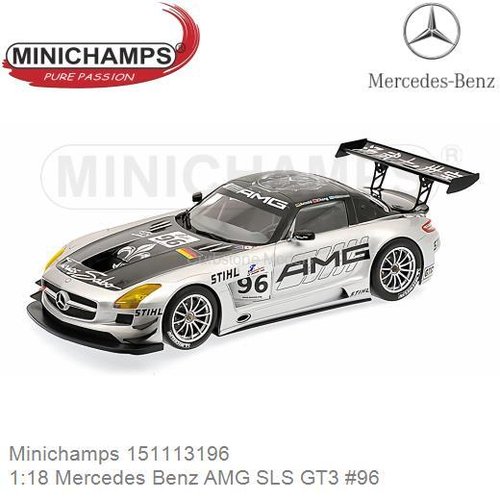 Modelauto 1:18 Mercedes Benz AMG SLS GT3 #96 | Mika Häkkinen (Minichamps 151113196)