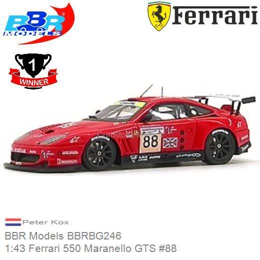 Modelauto 1:43 Ferrari 550 Maranello GTS #88 | Peter Kox (BBR Models BBRBG246)
