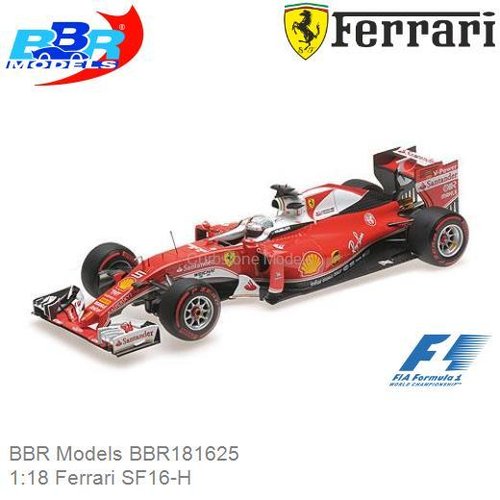 Modelauto 1:18 Ferrari SF16-H | Sebastian Vettel (BBR Models BBR181625)