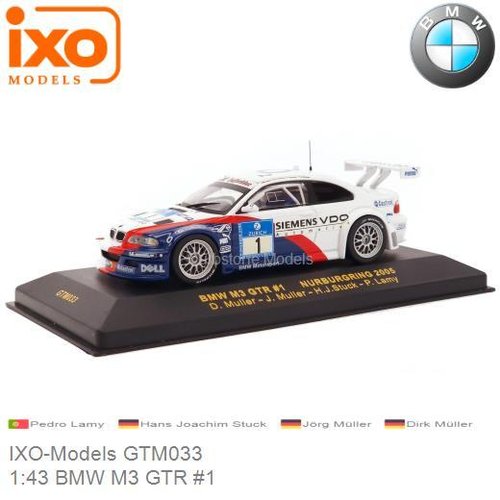 Modelauto 1:43 BMW M3 GTR #1 | Pedro Lamy (IXO-Models GTM033)