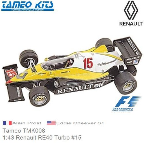 Bouwpakket 1:43 Renault RE40 Turbo #15 | Alain Prost (Tameo TMK008)
