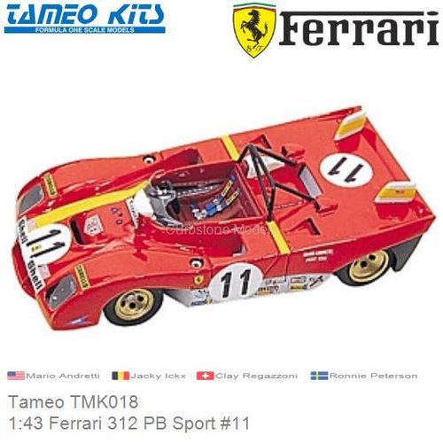 Bouwpakket 1:43 Ferrari 312 PB Sport #11 | Mario Andretti (Tameo TMK018)