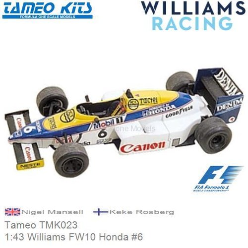 Bouwpakket 1:43 Williams FW10 Honda #6 | Nigel Mansell (Tameo TMK023)
