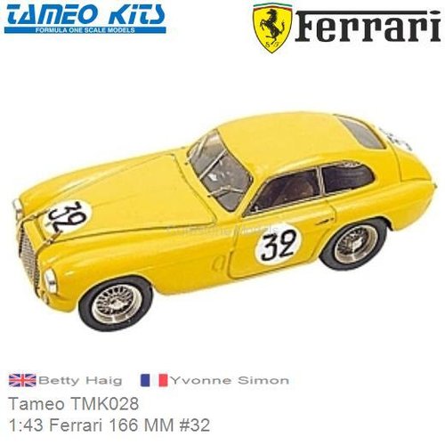 Bouwpakket 1:43 Ferrari 166 MM #32 | Betty Haig (Tameo TMK028)