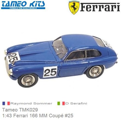 Bouwpakket 1:43 Ferrari 166 MM Coupé #25 | Raymond Sommer (Tameo TMK029)