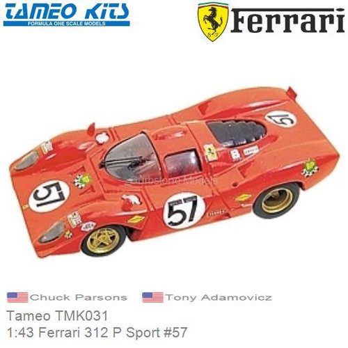 Bouwpakket 1:43 Ferrari 312 P Sport #57 | Chuck Parsons (Tameo TMK031)
