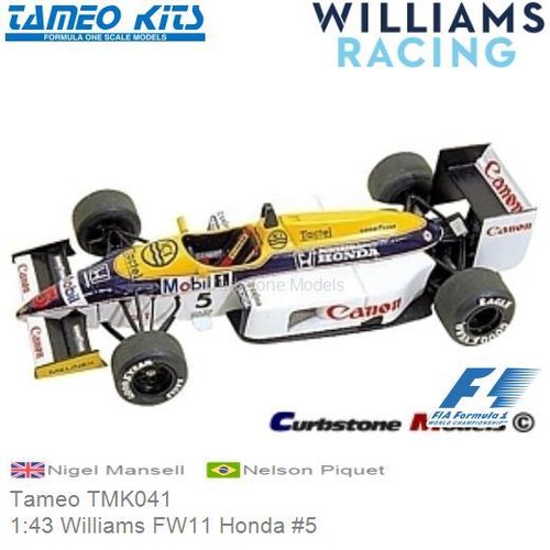 Bouwpakket 1:43 Williams FW11 Honda #5 | Nigel Mansell (Tameo TMK041)