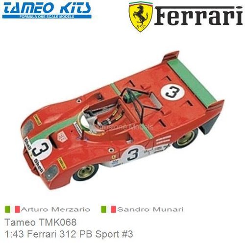 Bouwpakket 1:43 Ferrari 312 PB Sport #3 | Arturo Merzario (Tameo TMK068)