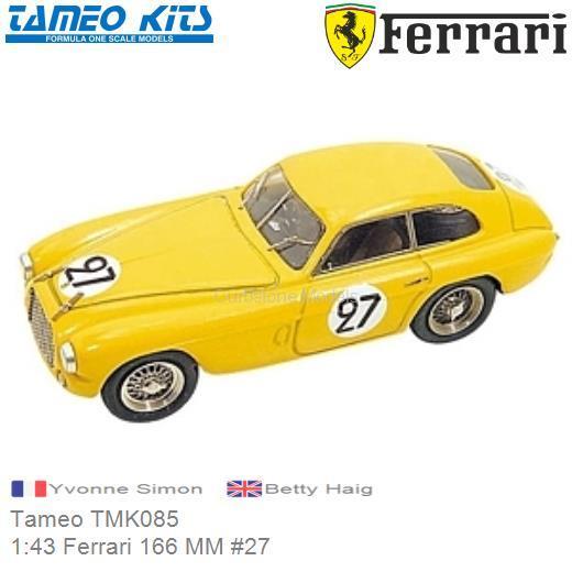 Bouwpakket 1:43 Ferrari 166 MM #27 | Yvonne Simon (Tameo TMK085)