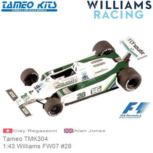 Bouwpakket 1:43 Williams FW07 #28 | Clay Regazzoni (Tameo TMK304)