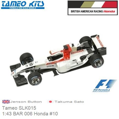 Bouwpakket 1:43 BAR 006 Honda #10 | Jenson Button (Tameo SLK015)