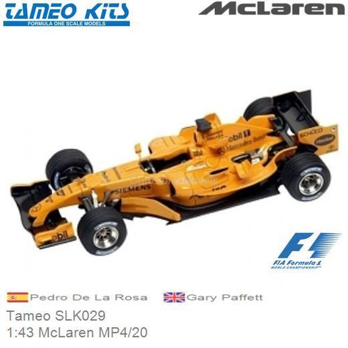 Bouwpakket 1:43 McLaren MP4/20 | Pedro De La Rosa (Tameo SLK029)