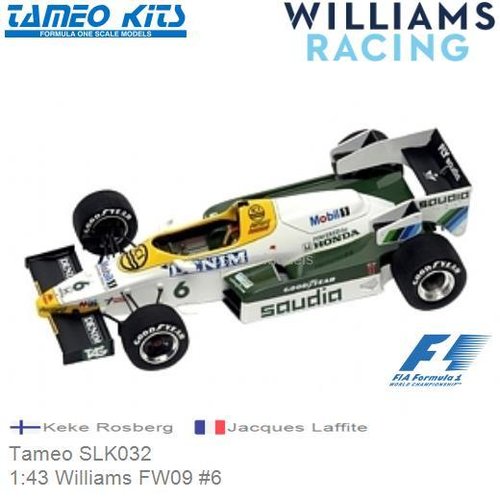 Bouwpakket 1:43 Williams FW09 #6 | Keke Rosberg (Tameo SLK032)