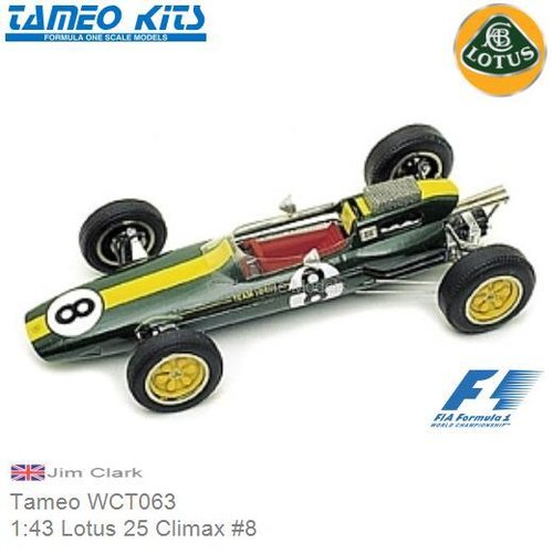 Bouwpakket 1:43 Lotus 25 Climax #8 | Jim Clark (Tameo WCT063)