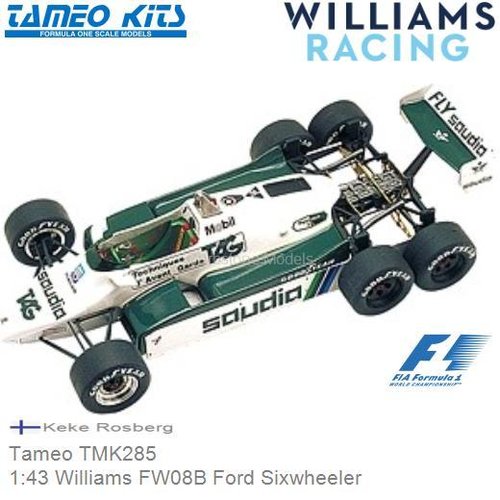 Bouwpakket 1:43 Williams FW08B Ford Sixwheeler | Keke Rosberg (Tameo TMK285)