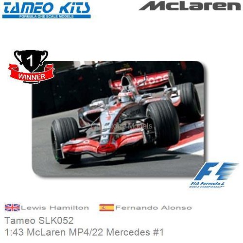 Bouwpakket 1:43 McLaren MP4/22 Mercedes #1 | Lewis Hamilton (Tameo SLK052)