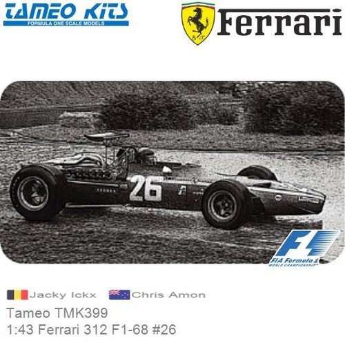 Bouwpakket 1:43 Ferrari 312 F1-68 #26 | Jacky Ickx (Tameo TMK399)