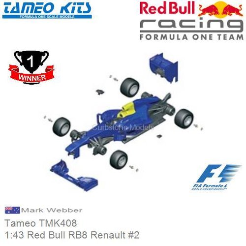 Bouwpakket 1:43 Red Bull RB8 Renault #2 | Mark Webber (Tameo TMK408)