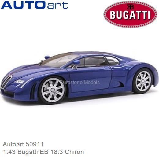 Bugatti Chiron EB 18.3 Blu 1/43 Modello Pressofuso Auto da Autoart 50911 