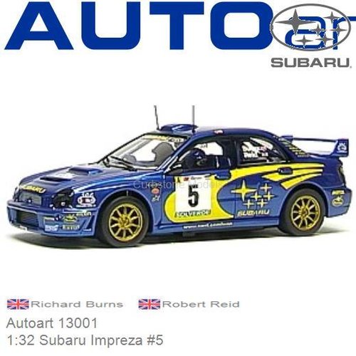 Modelauto 1:32 Subaru Impreza #5 | Richard Burns (Autoart 13001)