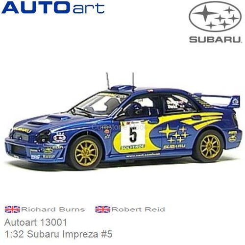 Modelauto 1:32 Subaru Impreza #5 | Richard Burns (Autoart 13001)