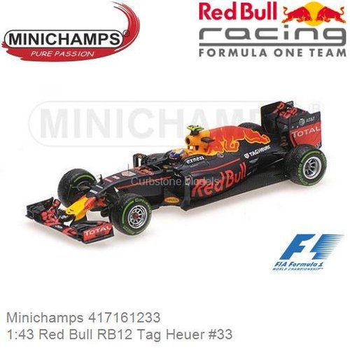 Modelauto 1:43 Red Bull RB12 Tag Heuer #33 | Max Verstappen (Minichamps 417161233)