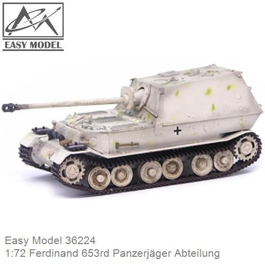 Easy Model 1/72 Germany Panzerjager Ferdinand 653rd eastern Plastic Model #36224 