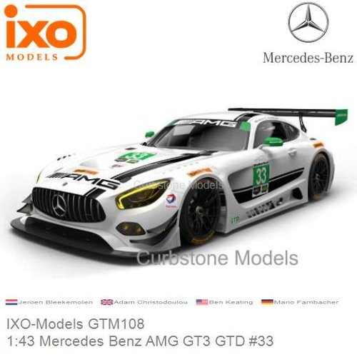 Modelauto 1:43 Mercedes Benz AMG GT3 GTD #33 | Jeroen Bleekemolen (IXO-Models GTM108)