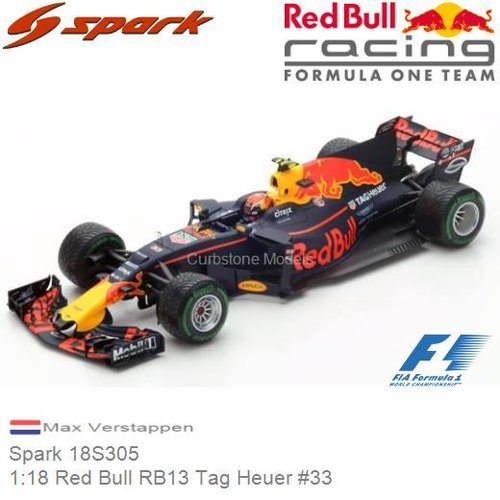 Modelauto 1:18 Red Bull RB13 Tag Heuer #33 | Max Verstappen (Spark 18S305)
