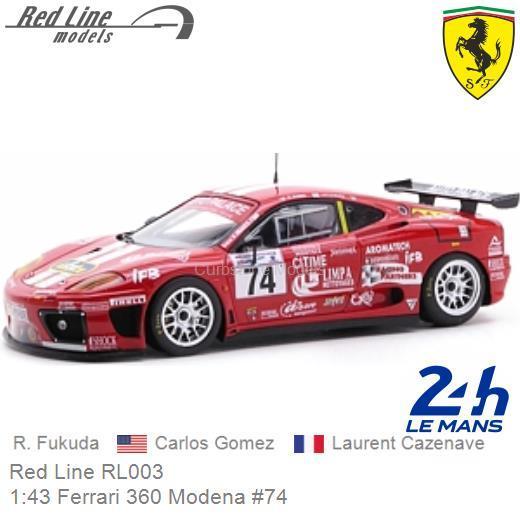 Modelauto 1:43 Ferrari 360 Modena #74 | R. Fukuda (Red Line RL003)